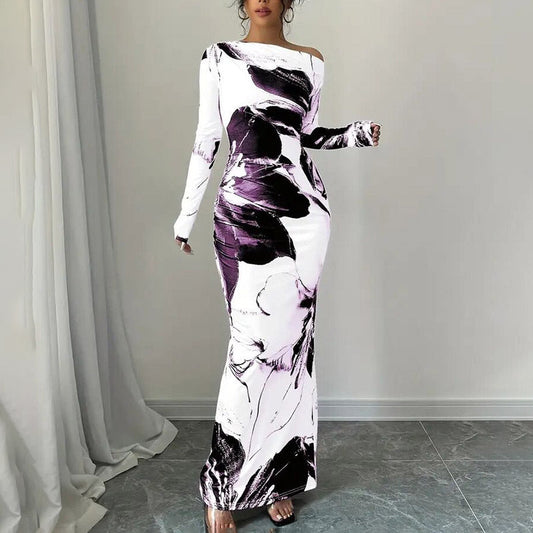 White/Purple Floral Maxi Dress Wäre Rare