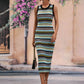 Striped Round Neck Sleeveless Midi Cover Up Dress Trendsi
