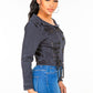 Off Shoulder Lace Up Denim Jacket Wäre Rare Trend