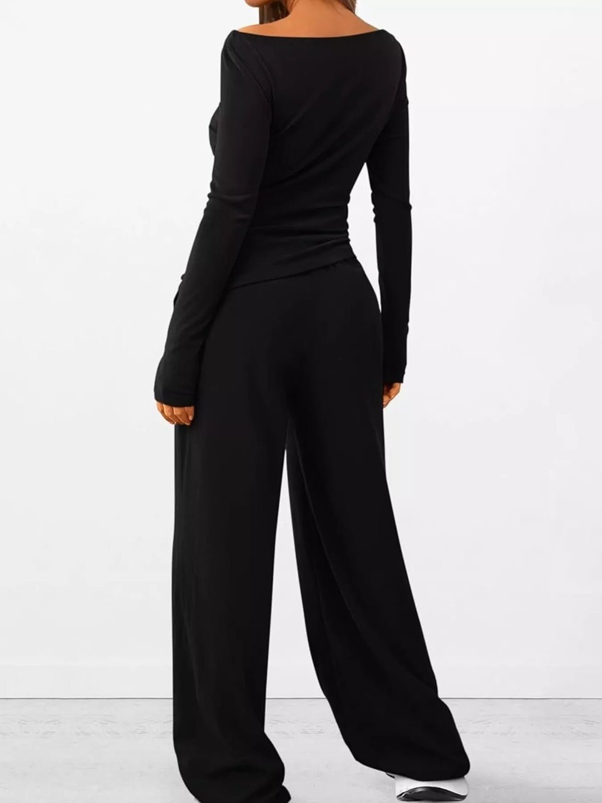 Long Sleeve Top and Wide Leg Pants Set Simply Love