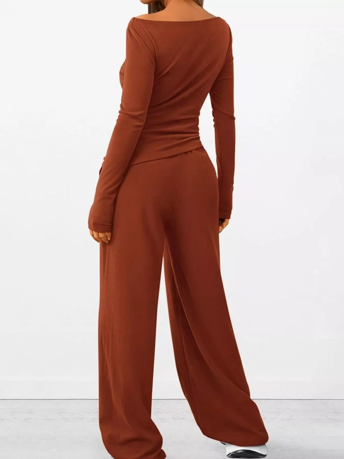 Long Sleeve Top and Wide Leg Pants Set Simply Love