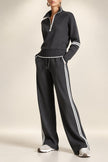 Women's Half-Zip Striped Sweatshirt & Wide-Leg Pants Set MERIDGE