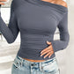 Devine Ruched One Shoulder Long Sleeve T-Shirt Wäre Rare Trend