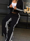 Striped Zip Up Top and Pants Set Simply Love