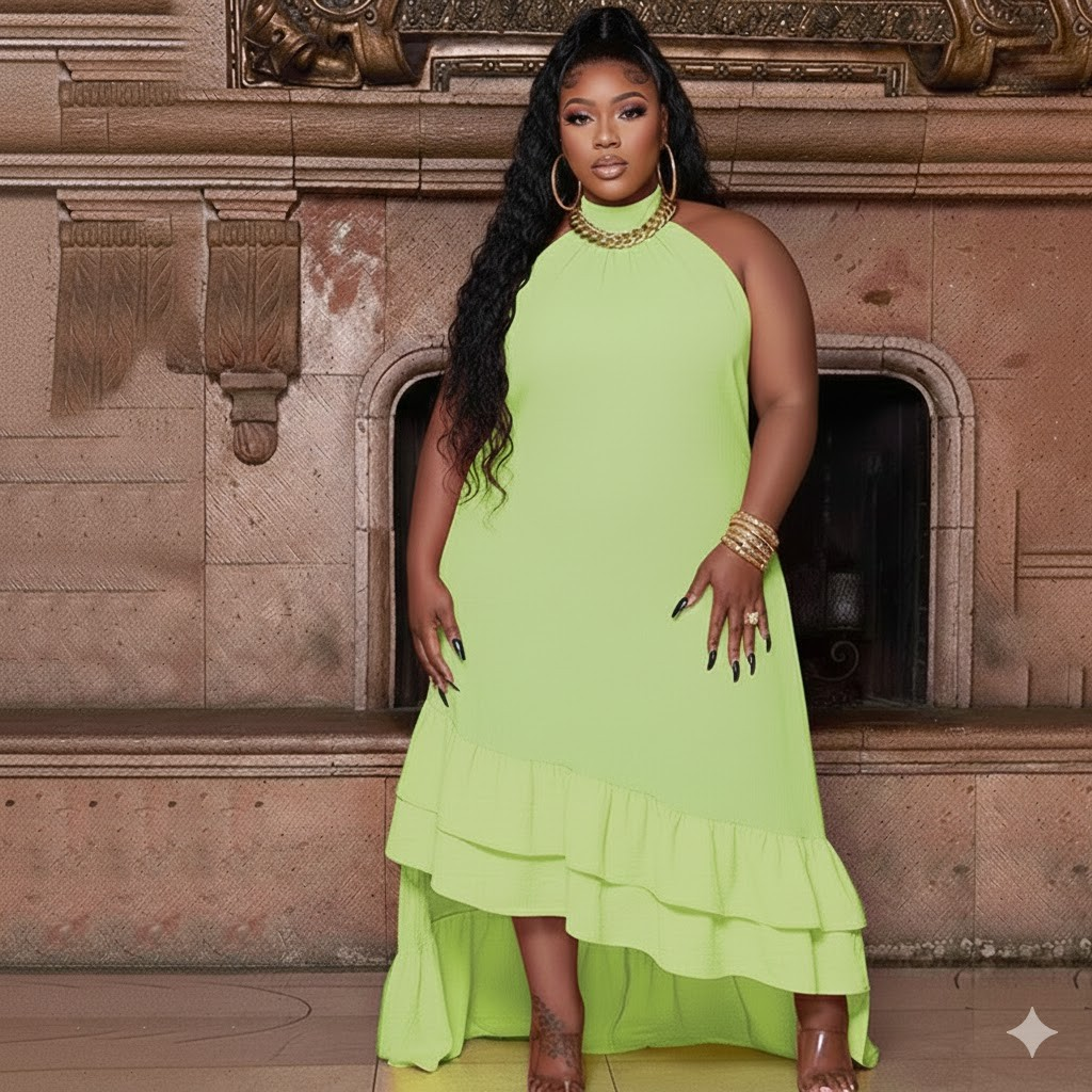 Plus Ruffled Maxi Dress Wäre Rare