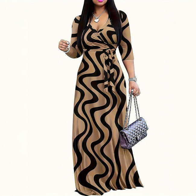 Wavy Print Maxi Dress YNIQUE