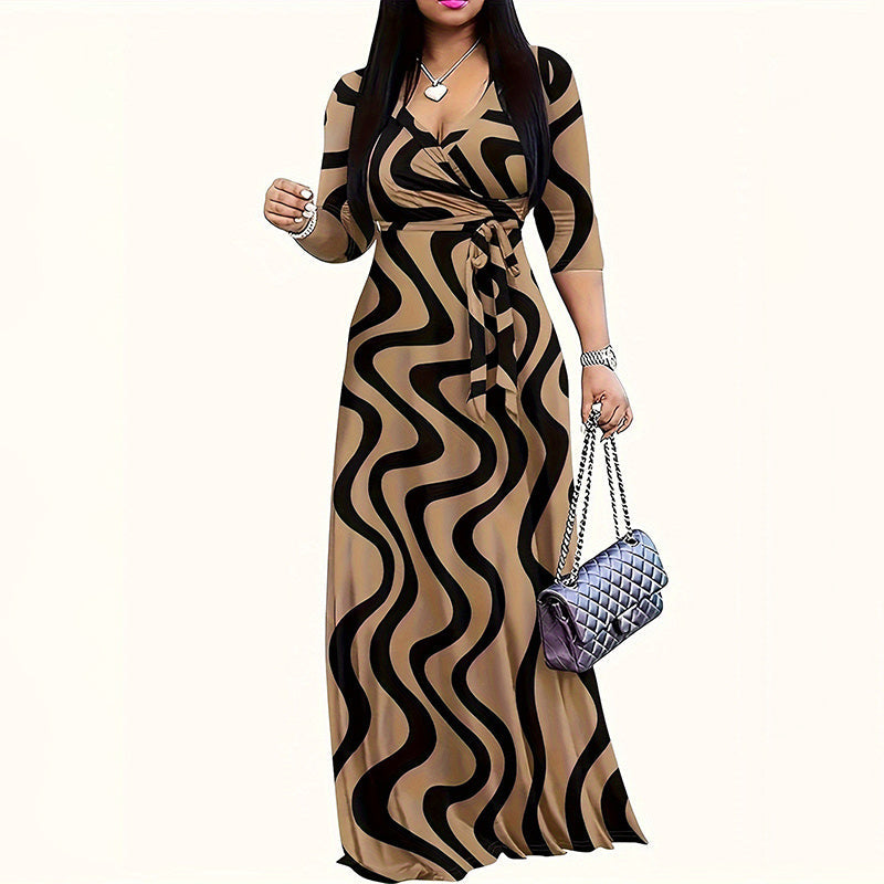 Wavy Print Maxi Dress YNIQUE