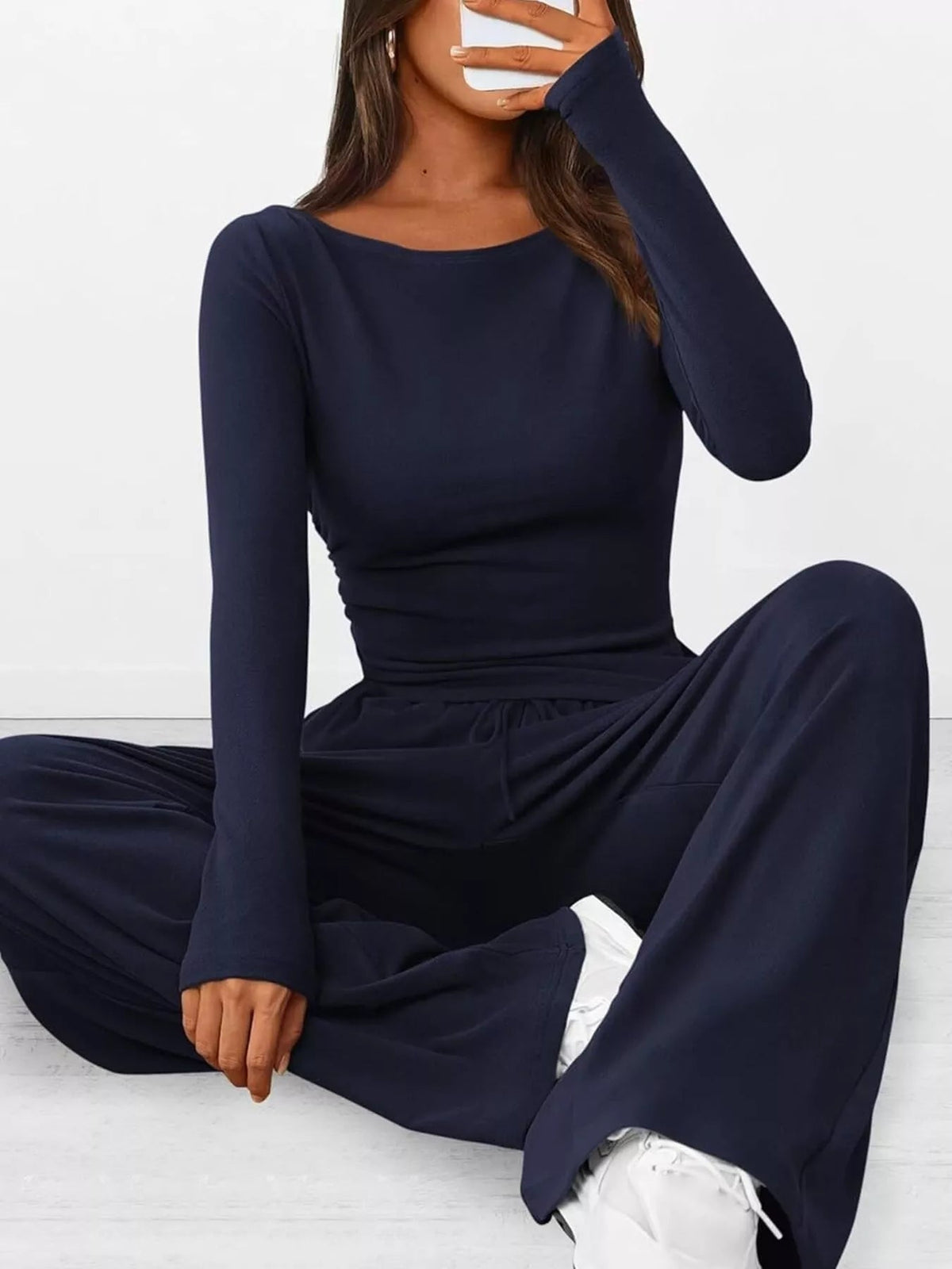 Long Sleeve Top and Wide Leg Pants Set Simply Love