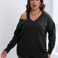 Plus Size Cutout V-Neck Sweater Wäre Rare Trend