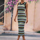 Striped Round Neck Sleeveless Midi Cover Up Dress Trendsi