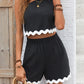 CONTRAST TRIM SINGLE SHOULDER SHORT SET Wäre Rare Trend