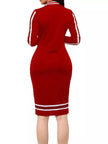 Striped Bodycon Long Sleeve Dress Lady Ros