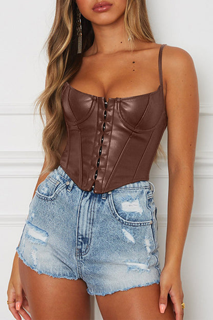 PU LEATHER CAMI