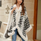 Checkered Faux Fur Trim Poncho Trendsi