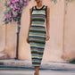 Striped Round Neck Sleeveless Midi Cover Up Dress Trendsi