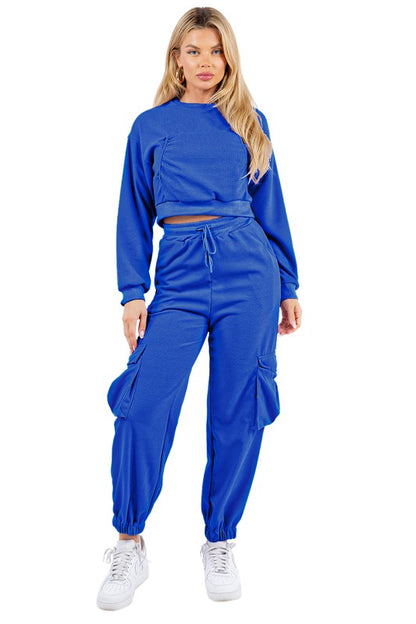 WAFFLED COZY SWEATSUIT