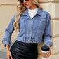Pocketed Button Up Dropped Shoulder Denim Jacket Wäre Rare Trend