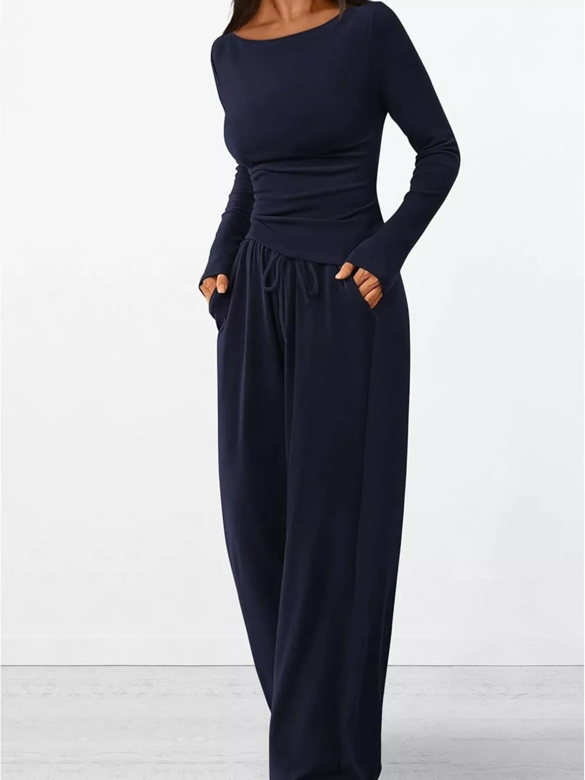 Long Sleeve Top and Wide Leg Pants Set Simply Love