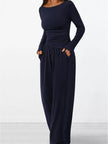 Long Sleeve Top and Wide Leg Pants Set Simply Love
