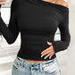 Devine Ruched One Shoulder Long Sleeve T-Shirt Wäre Rare Trend