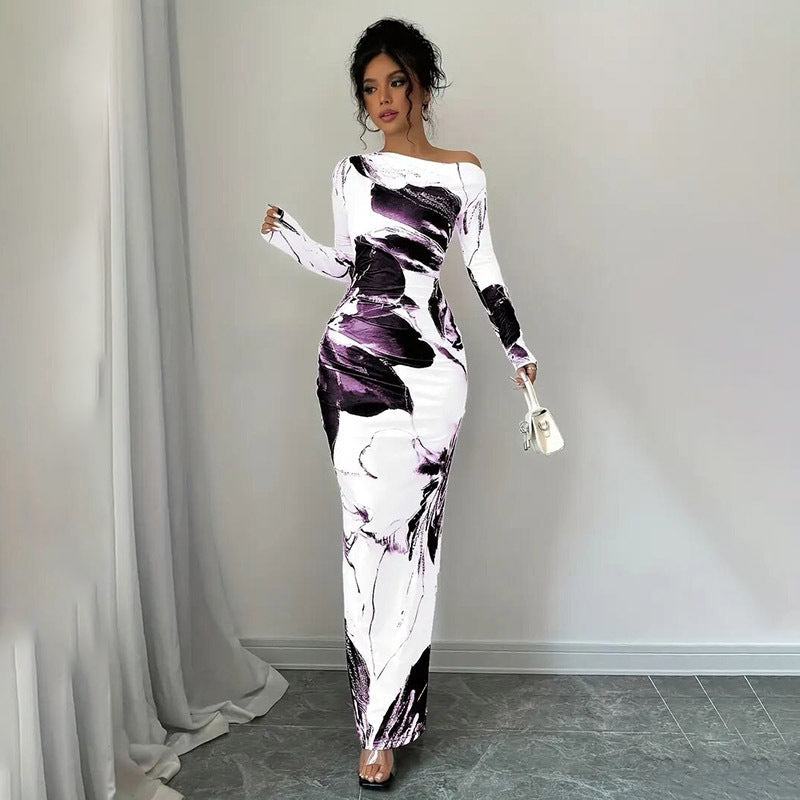 White/Purple Floral Maxi Dress Wäre Rare