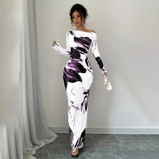 White/Purple Floral Maxi Dress Wäre Rare
