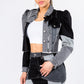 Button Up Cropped Patchwork Denim Jacket Wäre Rare Trend