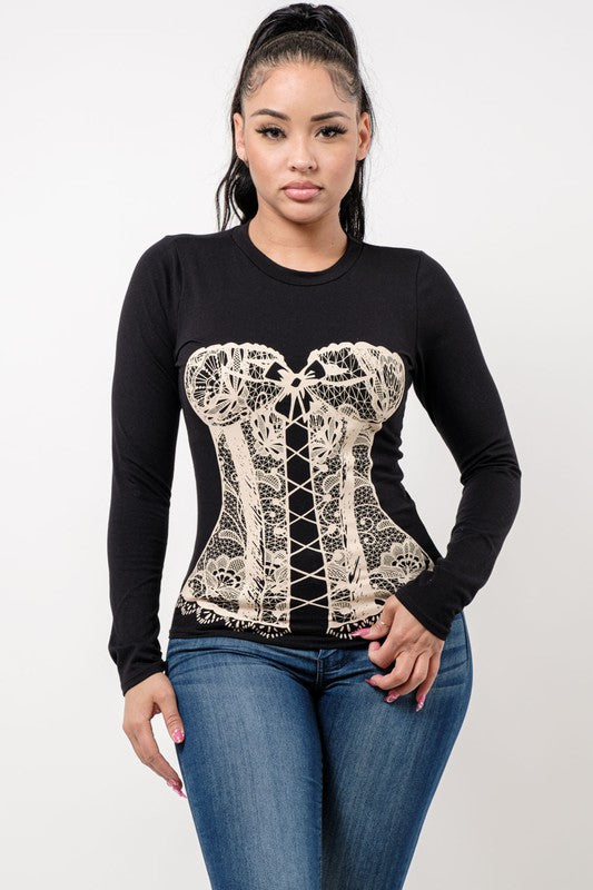 COZY CORSET PRINTED TOP Wäre Rare