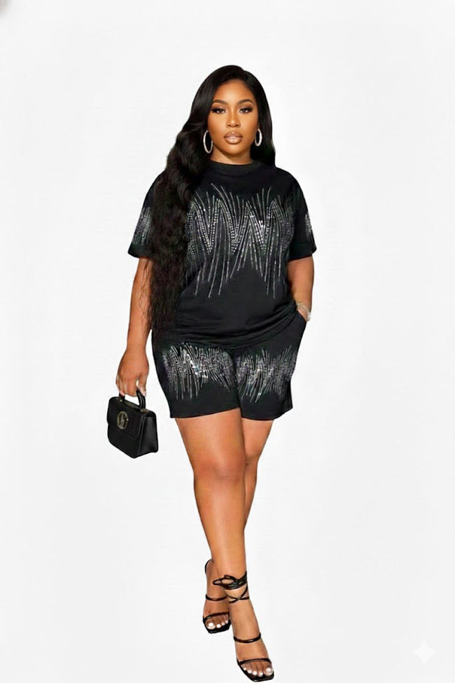 CASUAL RHINESTONE SHORT SET Wäre Rare