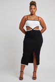 MABLE Ribbed Knit Color Block Cutout Midi Dress ware rare trend