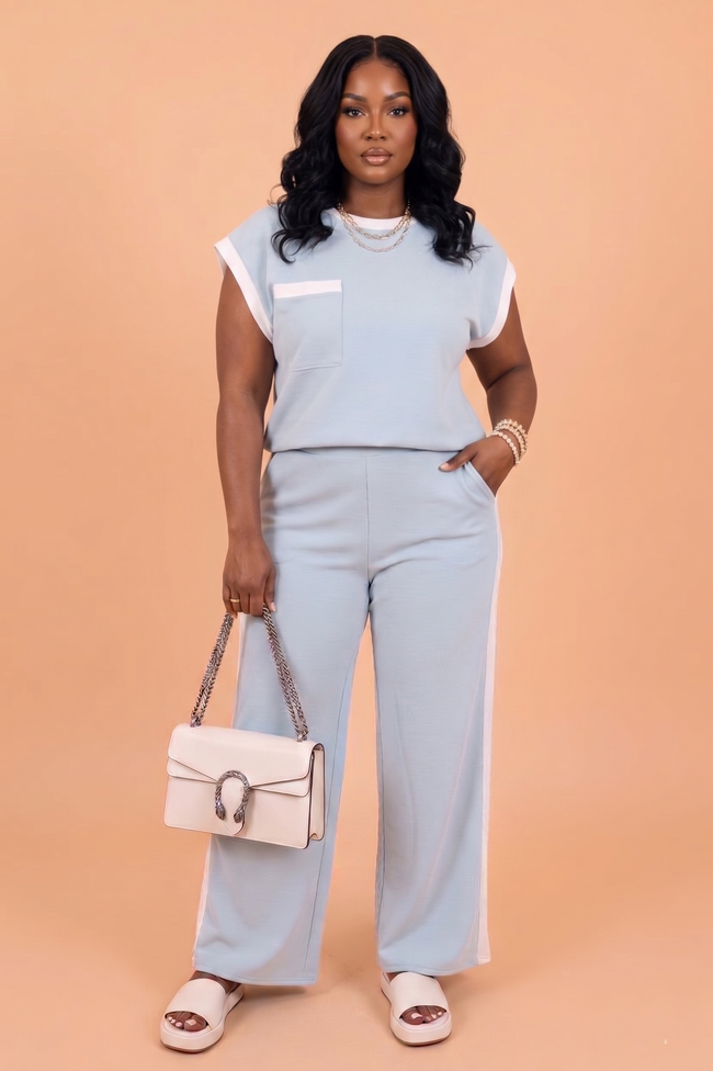 Contrast Trim Boxy Tank & Wide Leg Pants Set JUNIPER BLVD