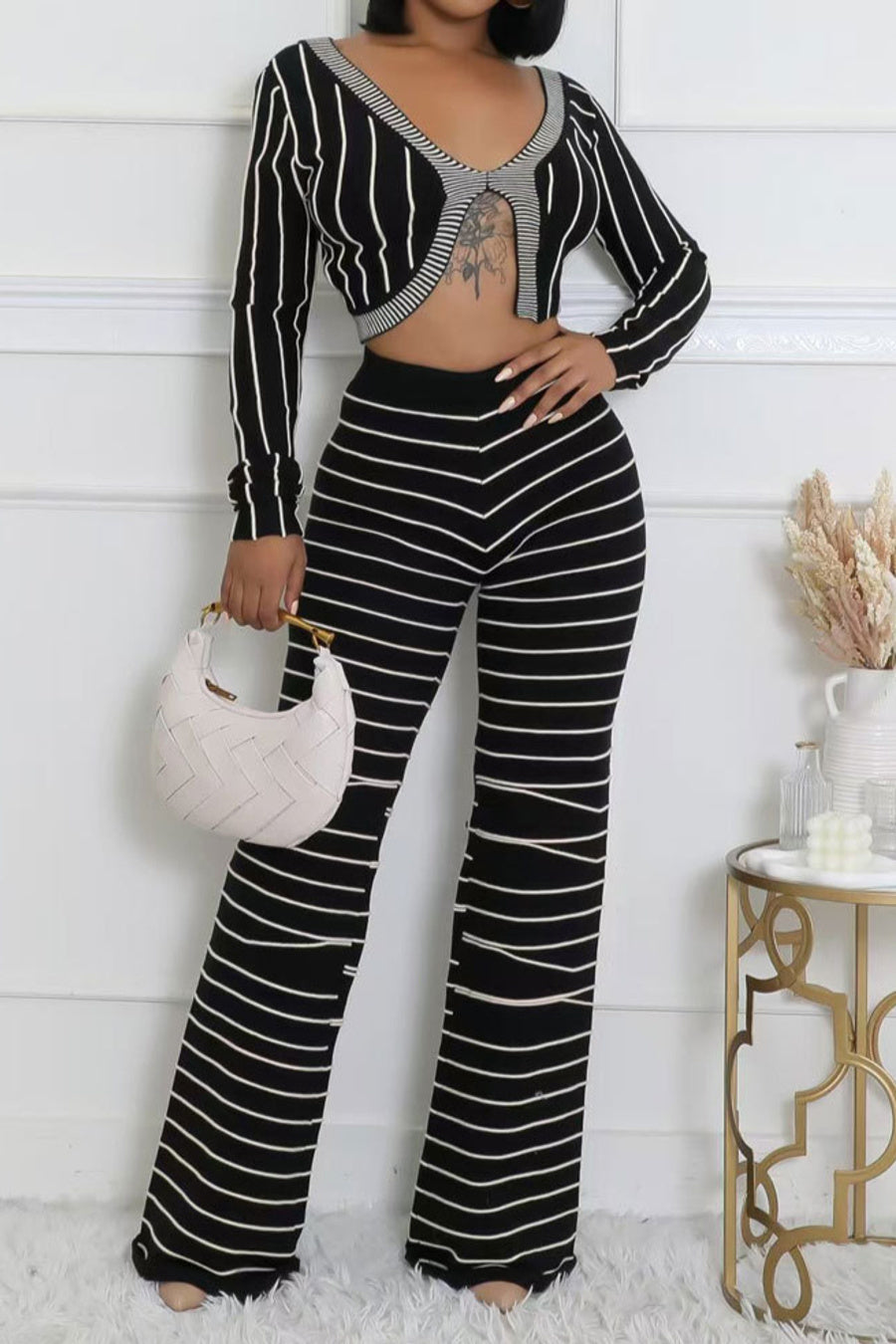 STRIPED CROPPED PANT SET WARE RARE MERRY