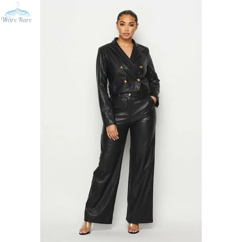 First Class Faux Leather Pants Set - Wäre Rare