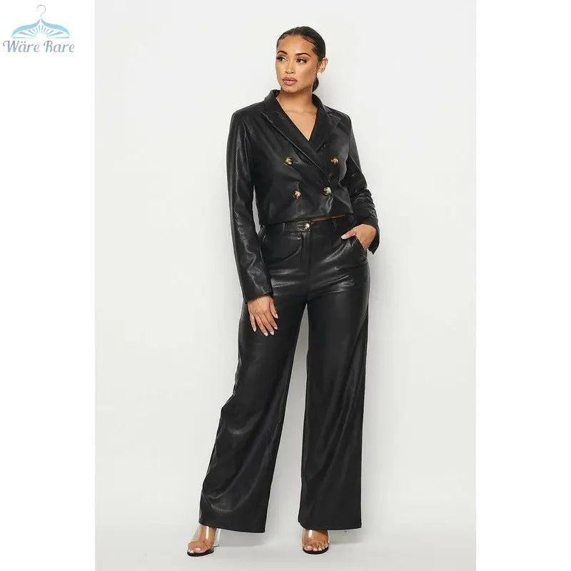 First Class Faux Leather Pants Set - Wäre Rare