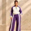 Women's Three-Stripe Colour-Block Half-Zip Sweatshirt & Wide-Leg Track Trouser Set MERIDGE