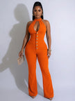 Halter Neck Cut-Out Flare Jumpsuit Wäre Rare Fashion
