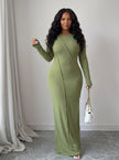 Exposed Seam Long Sleeve Maxi Dress Simply Love