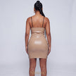 Sexy Lace Contrast Faux Croc Leather Bodycon Dress Femstylo