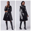Black vinyl Jacket with Hood Gracia Fashion