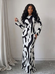 Abstract Print Long Sleeve Maxi Dress Lady Ros