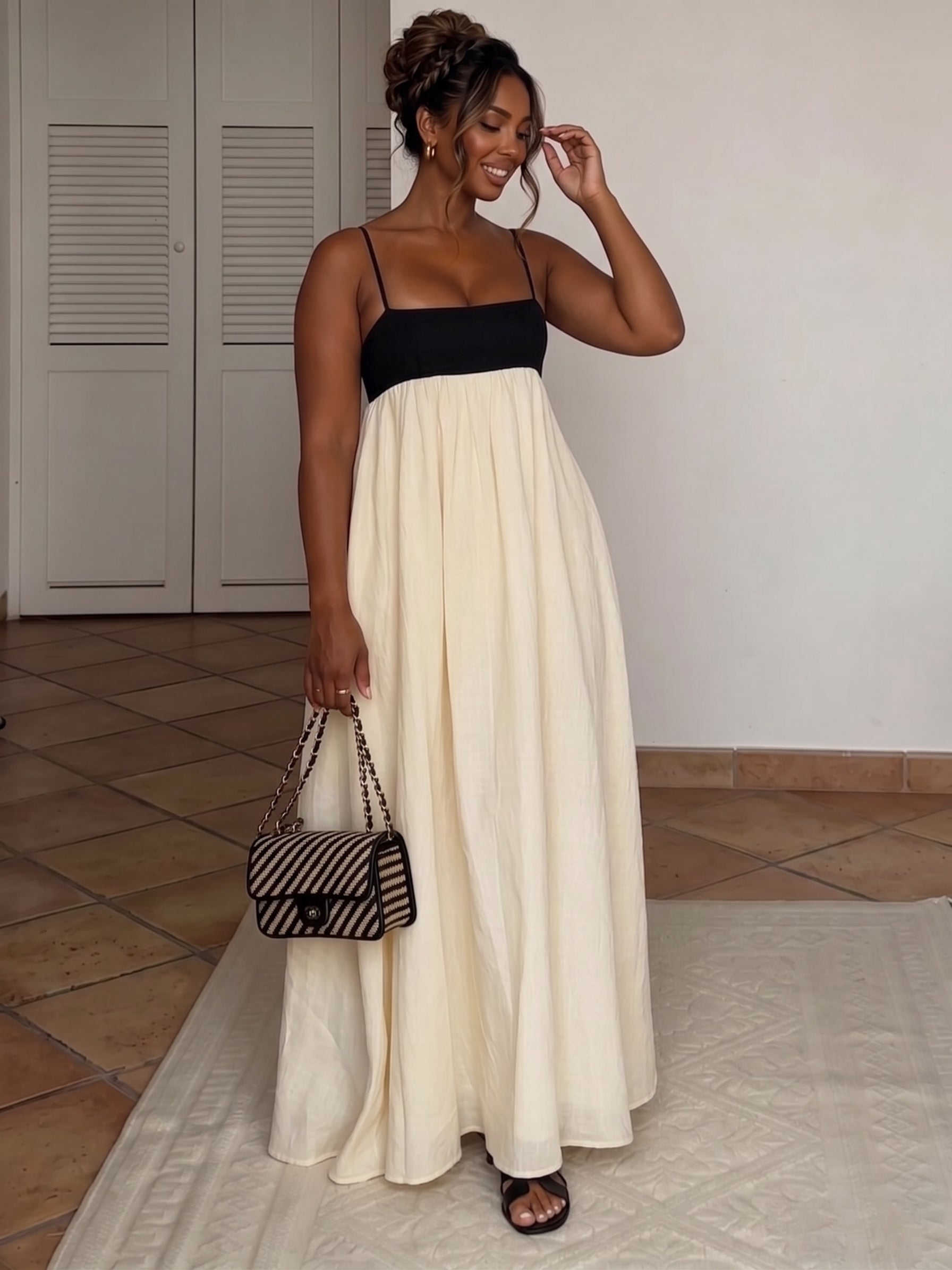 Sleeveless Two-Tone Maxi Dress ware rare trend