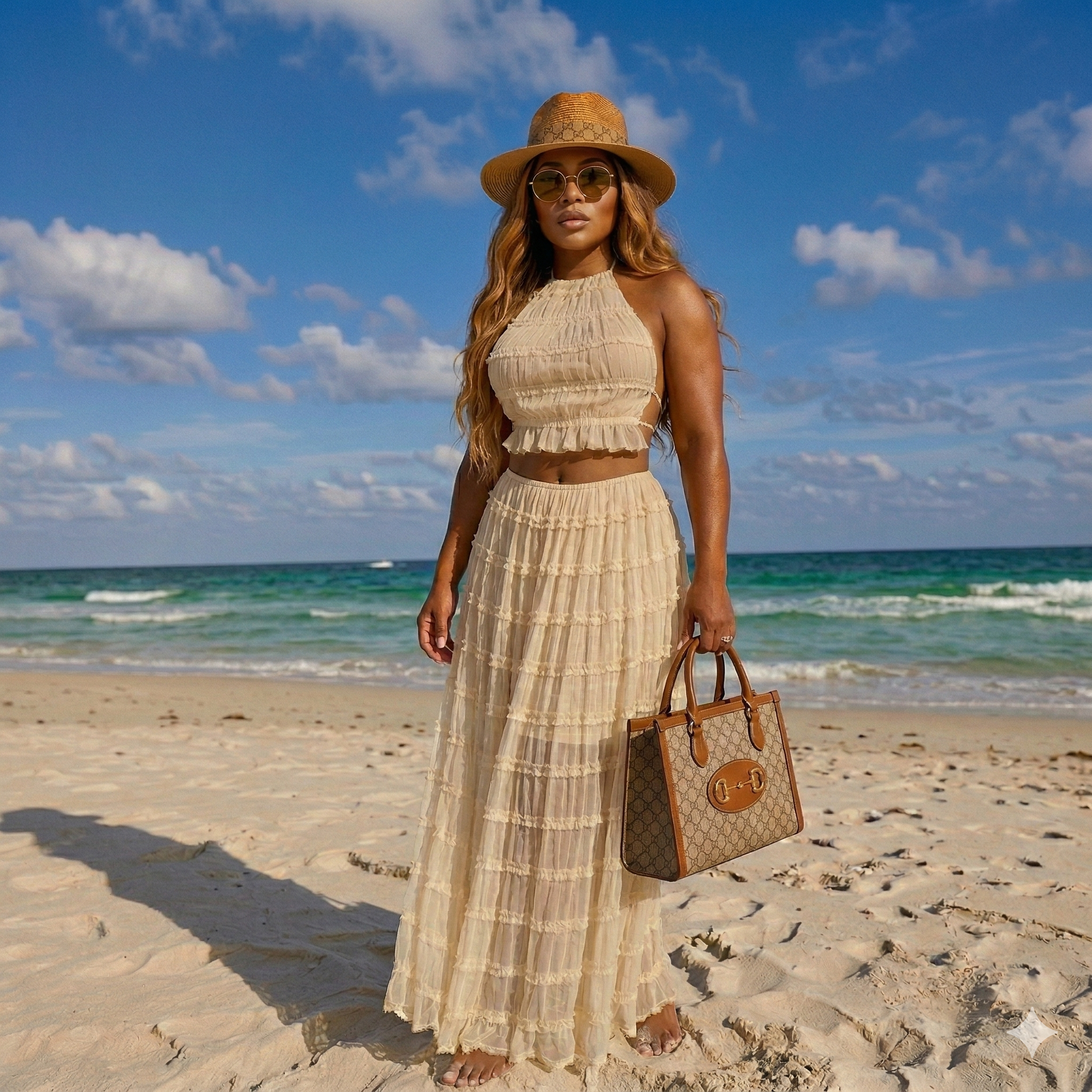 Beach Halter Pleated Skirt Set WARE RARE J