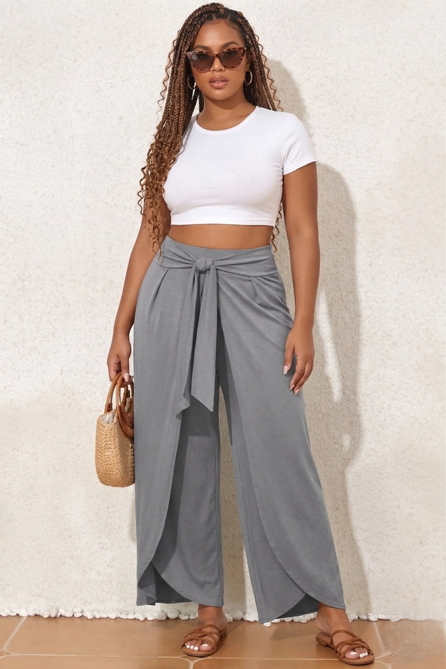 Solid Knotted Drop Waist Split Leg Pants Wäre Rare Fashion