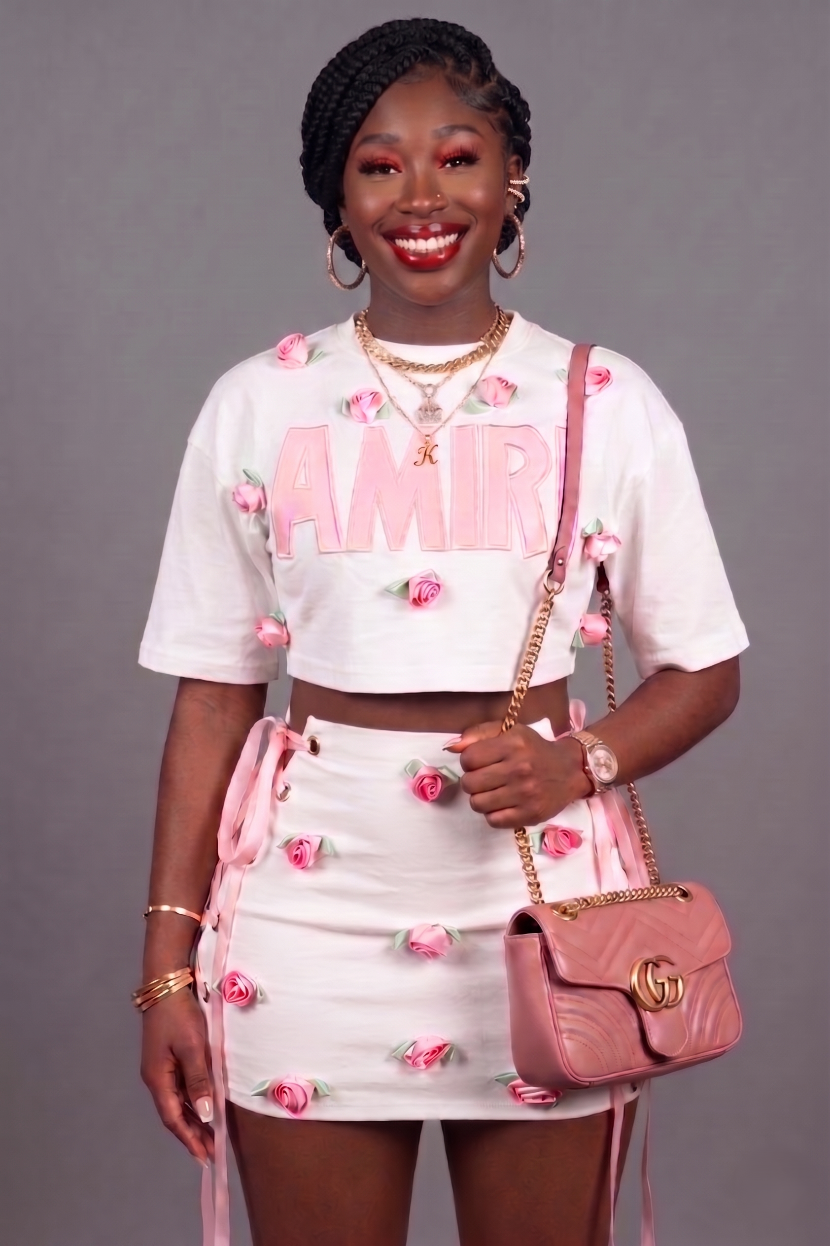 Kniya's Amiri Rose Petal Skirt Set Wäre Rare