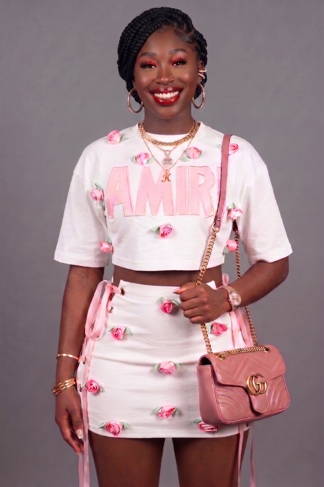 Kniya's Amiri Rose Petal Skirt Set Wäre Rare