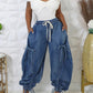 Urban Chic Drawstring Denim Cargo Pants Athina