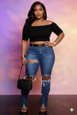 Plus Size Destroyed Ankle Tied Jeans Wäre Rare