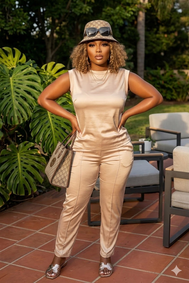 Metallic Round Neck Tank Top Wäre Rare Fashion