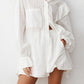 RUFFLED DOT APPLIQUE COLLARD NECK TOP AND SHORTS SET WARE