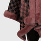 Checkered Faux Fur Trim Poncho Trendsi